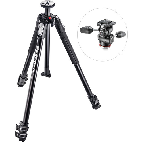Manfrotto MK190X3-3W1 Kit de Trípode Aluminio y Cabezal de 3 Vias