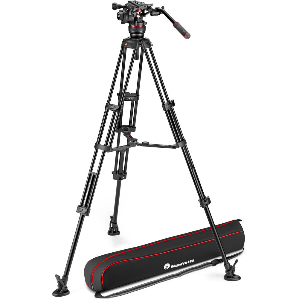 Manfrotto 608 Nitrotech Kit de Vídeo Fluido en Aluminio de Dos Patas con Separador Central / MVK608TWINMA