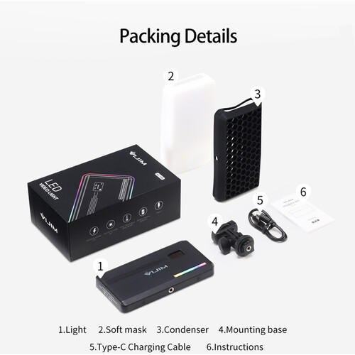 VIJIM VL196 Panel de LED RGB con Batería Recargable de 3000mAh (T° de 2500 a 9000K) - Imagen 15