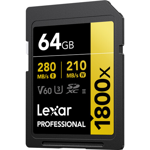 Lexar 64GB Professional 1800x UHS-II SDXC Tarjeta de Memoria (GOLD Series) - Imagen 2
