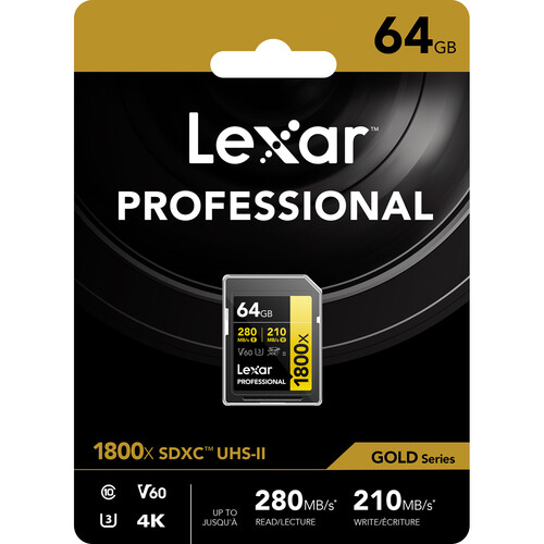 Lexar 64GB Professional 1800x UHS-II SDXC Tarjeta de Memoria (GOLD Series) - Imagen 6