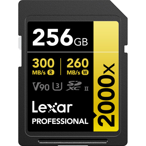 Lexar 256GB Professional 2000x UHS-II SDXC V90 8K GOLD Tarjeta de Memoria SD / LX20011