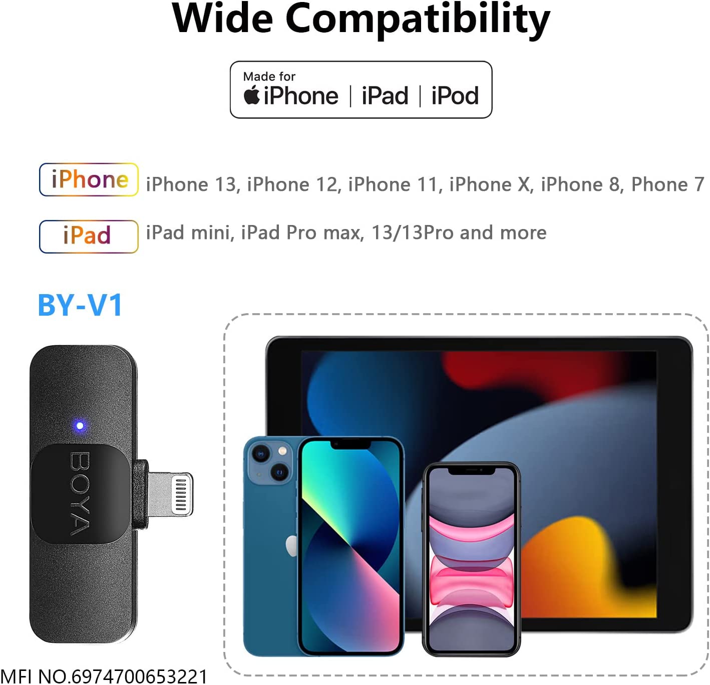 Boya BY-V1 Micrófono Lavalier Inalámbrico Compacto Conector Lightning (2.4Ghz) - Imagen 5