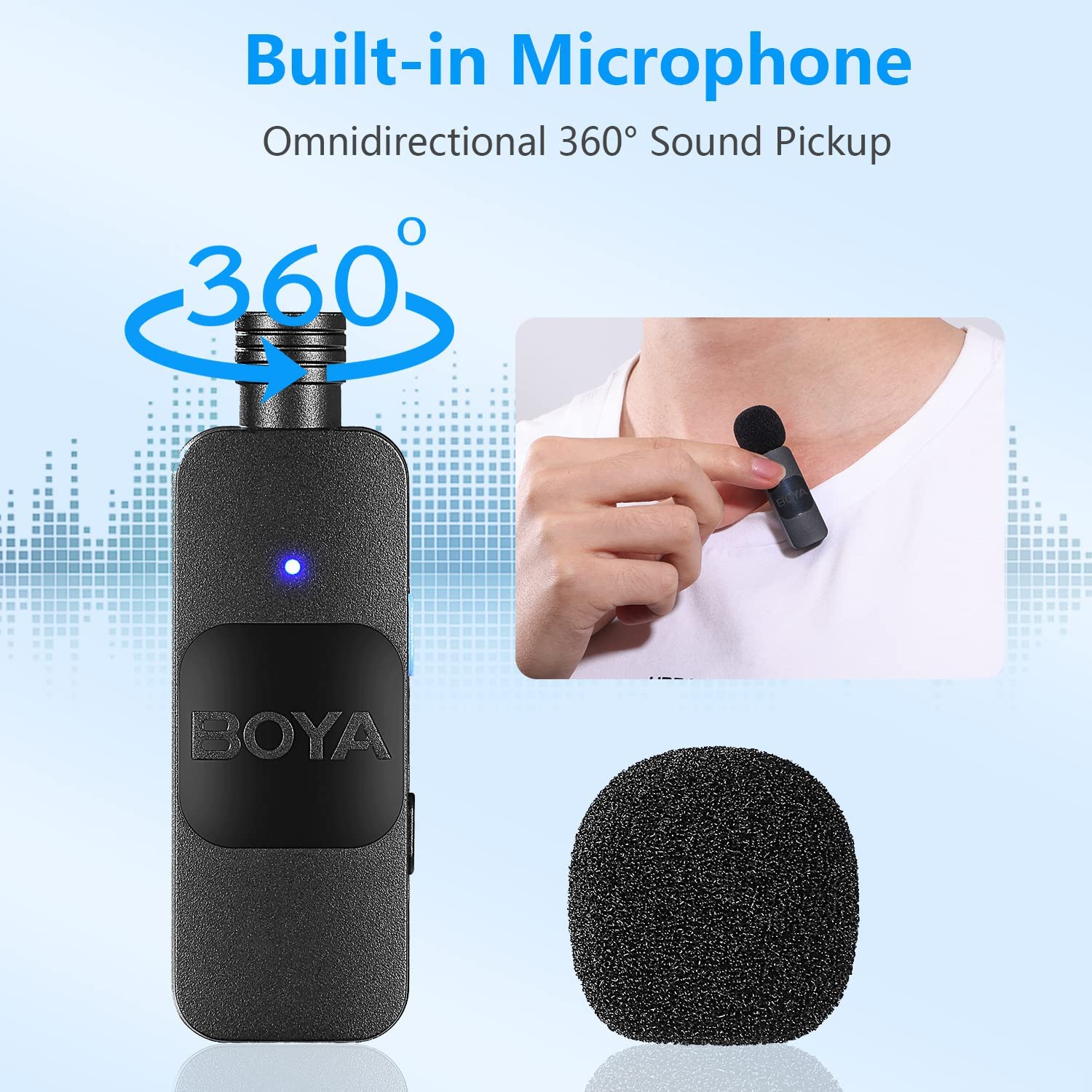 Boya BY-V1 Micrófono Lavalier Inalámbrico Compacto Conector Lightning (2.4Ghz) - Imagen 2