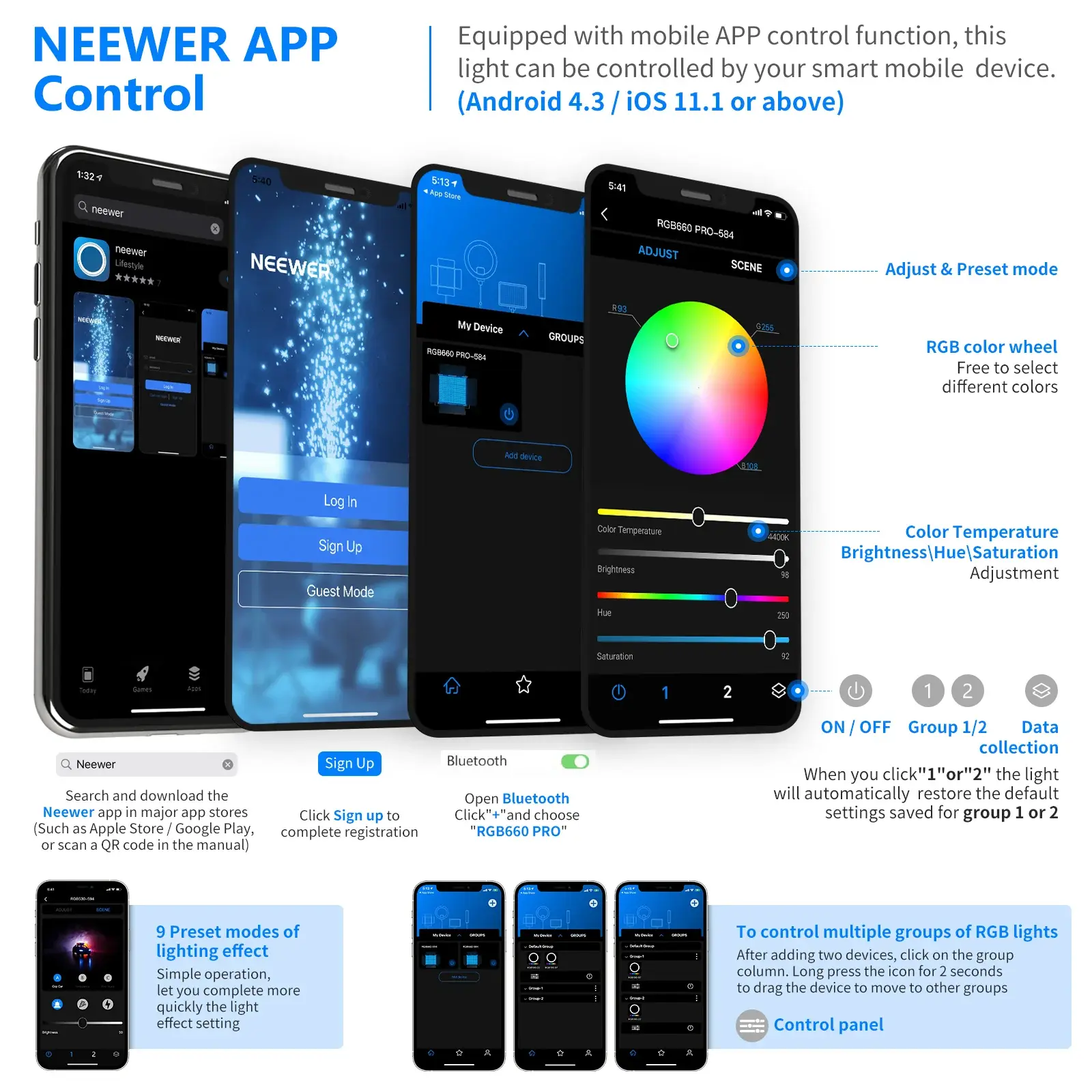 Neewer 660 Pro Luz LED RGB de 50W con Control por App - Imagen 3