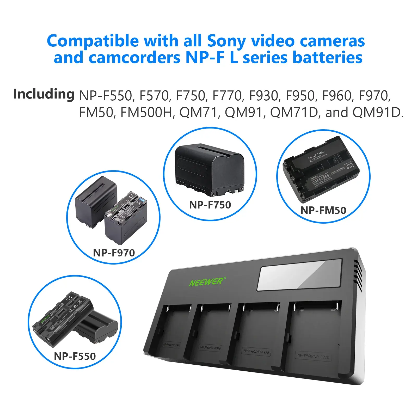 Neewer DP-F970 Cargador de 4 Canales para Baterías Sony NP-F - Imagen 6