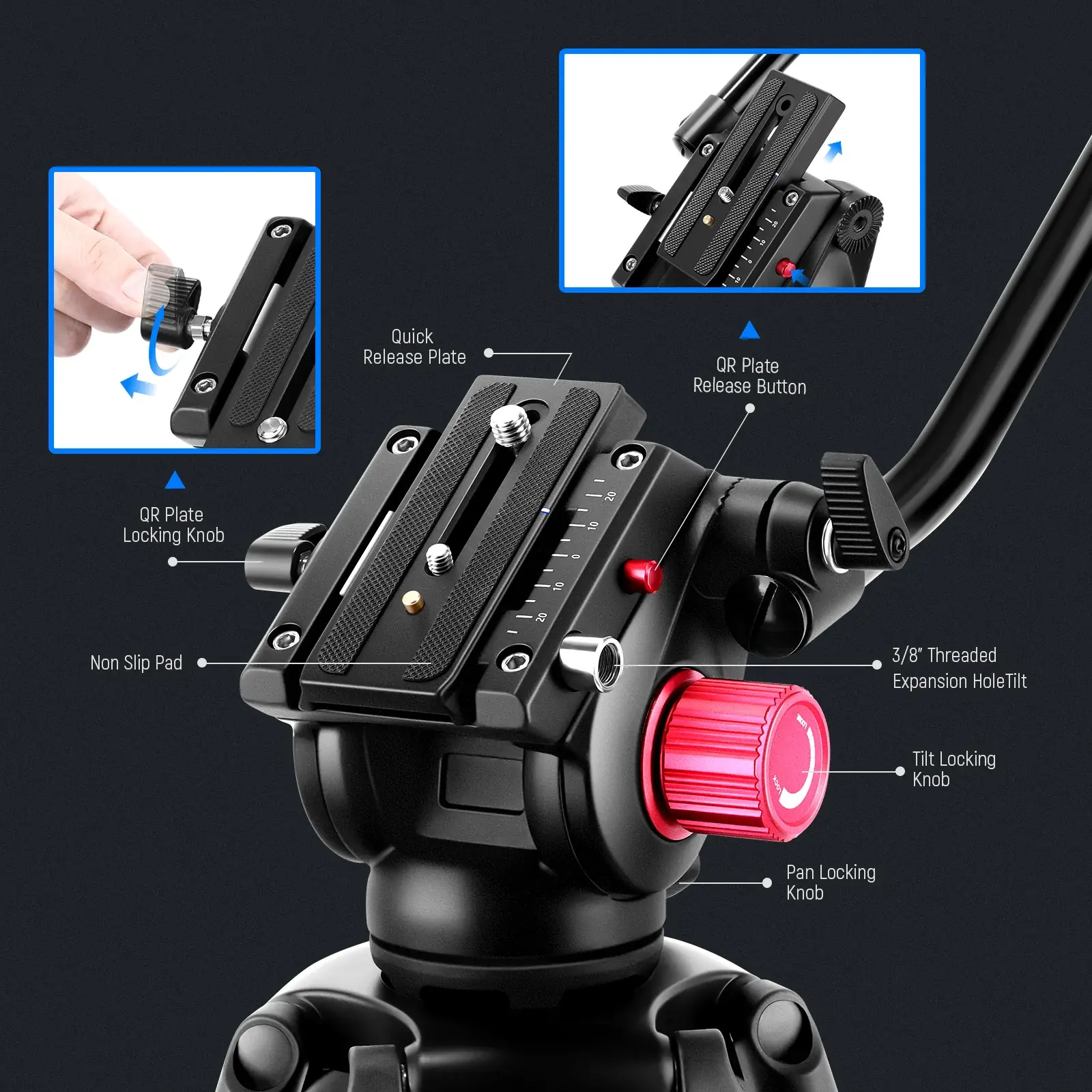 Neewer TP-M200 Trípode de Video con Cabezal Fluido (200cm) - Imagen 5