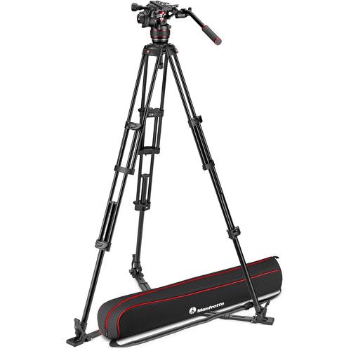 Manfrotto MVK608TWINGA KIT Nitrotech Cabezal 608 de Vídeo Fluido y Trípode de Aluminio con Separador a Piso