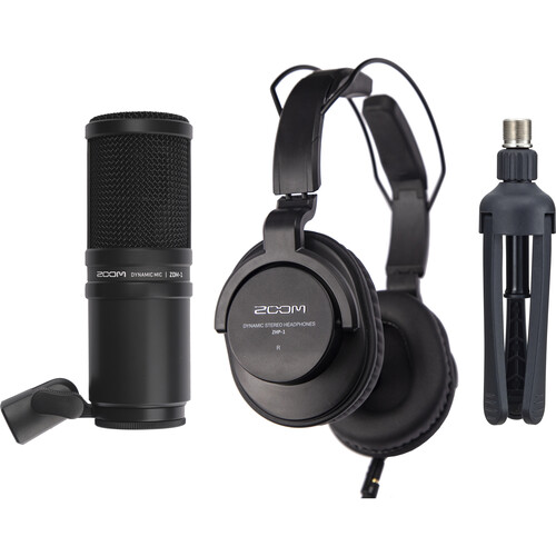 Zoom ZDM-1PMP Kit PodCast Audífonos + Micrófono XLR y Trípode de Sobremesa