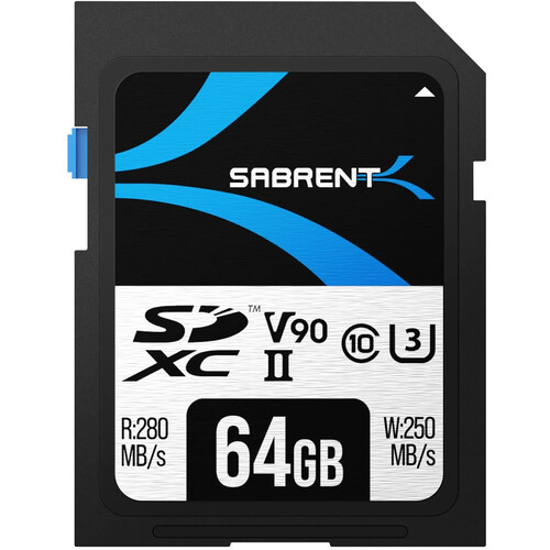 Sabrent 64GB Rocket UHS-II SDXC Tarjeta de Memoria (Lectura de hasta 280MB/s y Escritura de hasta 250MB/s)