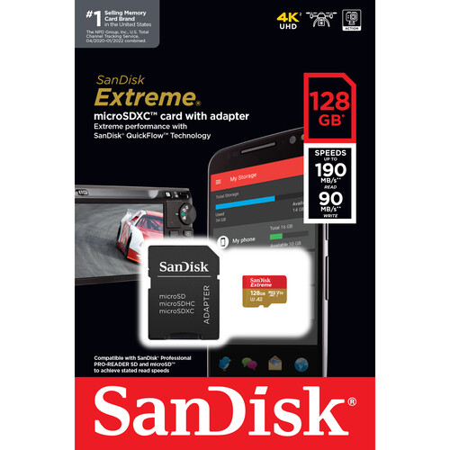 SanDisk 128GB Extreme UHS-I Tarjeta de Memoria microSDXC con Adaptador SD / SDSQXAA-128G-GN6MA - Imagen 5