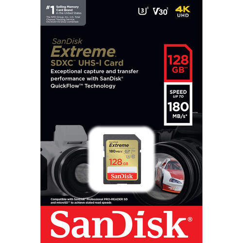 SanDisk 128GB Extreme UHS-I SDXC Tarjeta de Memoria SD / SDSDXVA-128G-GNCIN - Imagen 4