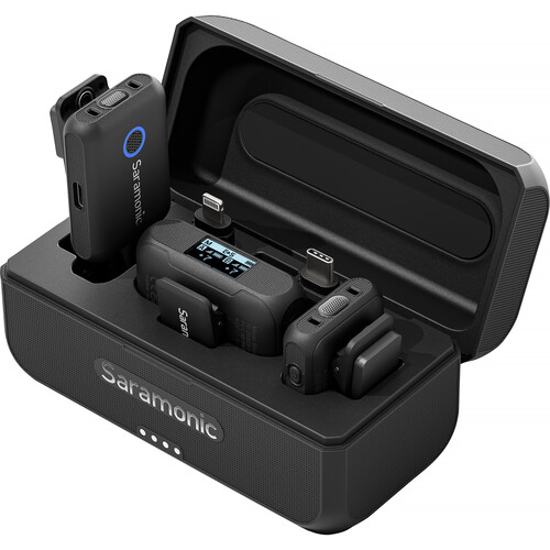 Saramonic Blink500B2+ Kit de Lavalier Inalámbricos 3 en 1 Conectores USB-C, Lightning y 3.5mm (2,4GHz)