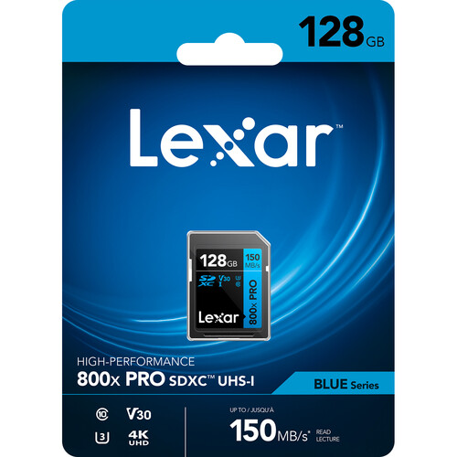 Lexar 128GB de Alto Rendimiento 800xPro SDXC-UHS-I V30 150 MB/s. Serie BLUE / LX20001 - Imagen 6