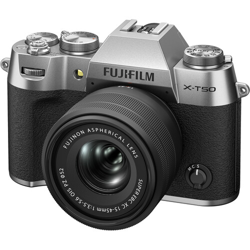 FUJIFILM X-T50 Kit Cámara Mirrorless con Lente 15-45mm f/3.5-5.6 (SILVER) / CD80253