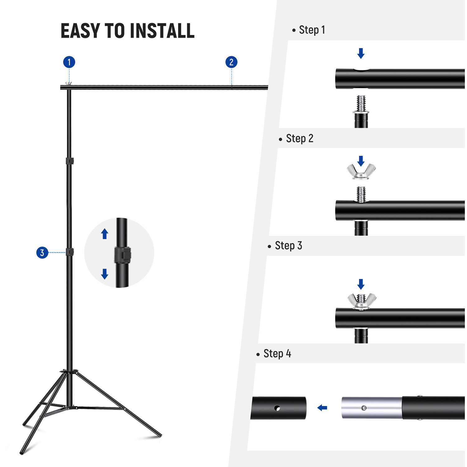 Neewer Sistema de Soporte de Fondos de 2x3m Con 2 Bolsas de Arena y 8 Abrazaderas / 10105043 - Imagen 2