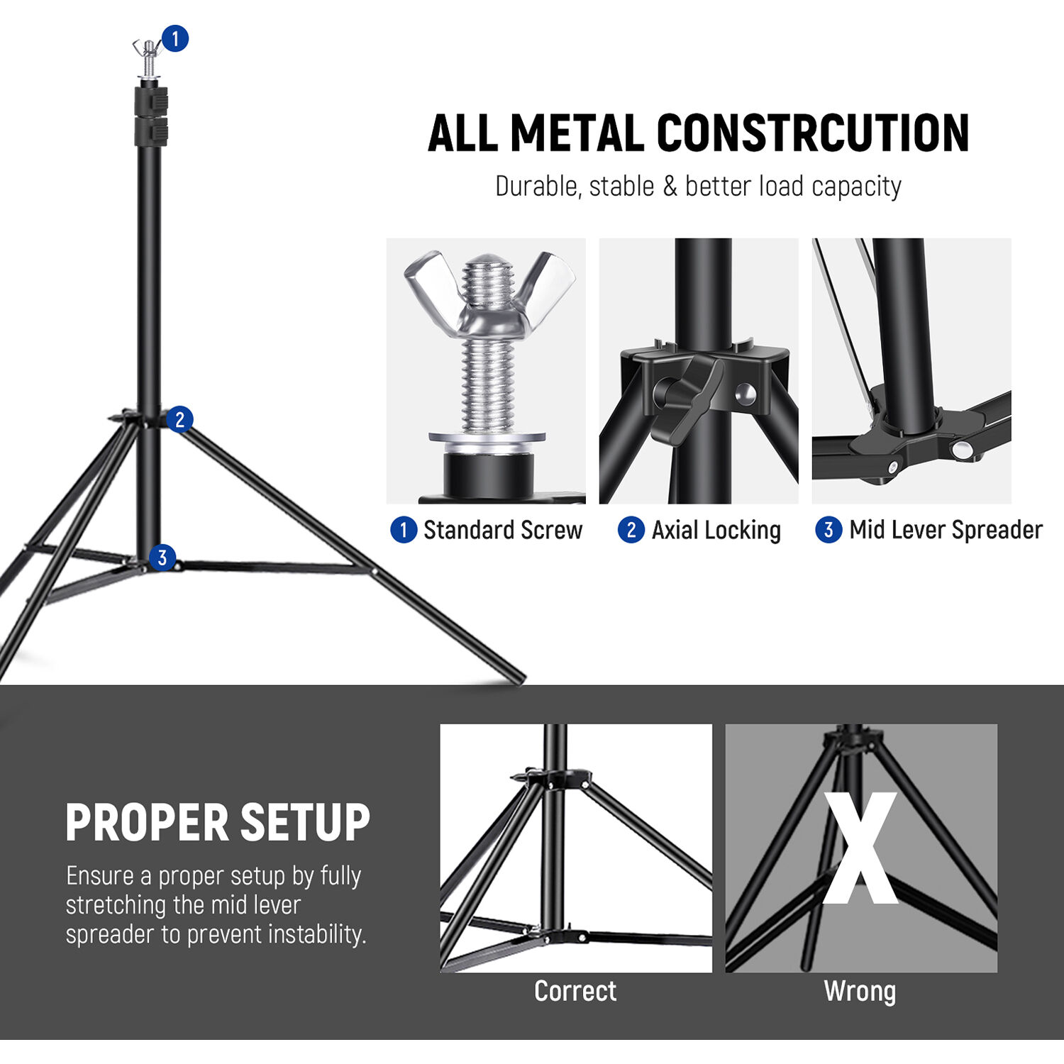 Neewer Sistema de Soporte de Fondos de 2x3m Con 2 Bolsas de Arena y 8 Abrazaderas / 10105043 - Imagen 4