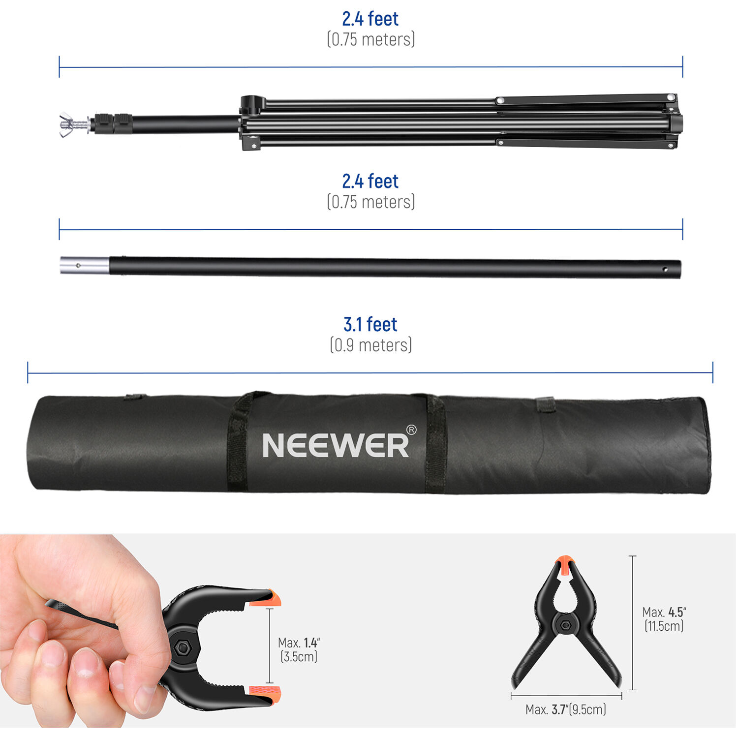 Neewer Sistema de Soporte de Fondos de 2x3m Con 2 Bolsas de Arena y 8 Abrazaderas / 10105043 - Imagen 6