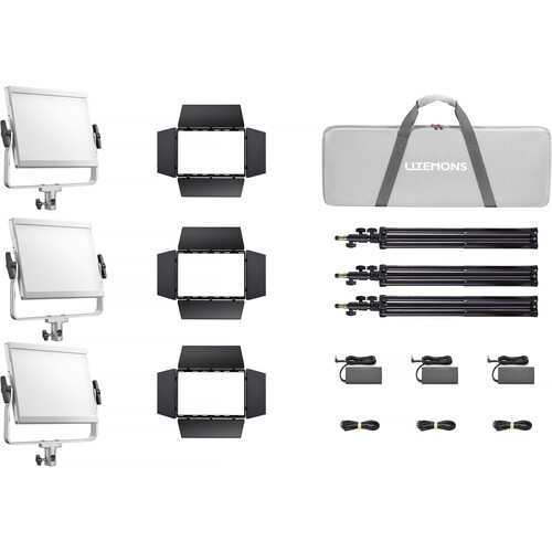 Godox Litemons LP1200R RGB Kit de 3 Paneles Led 120W con Stand y Bolso