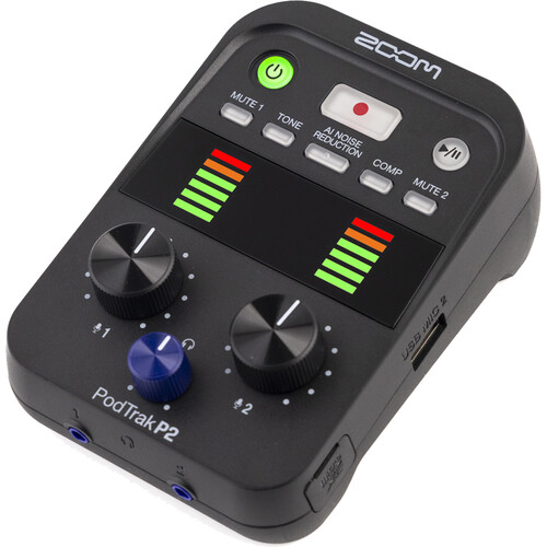 Zoom PodTrak P2 Grabadora de Micrófonos USB Duales para Podcasters