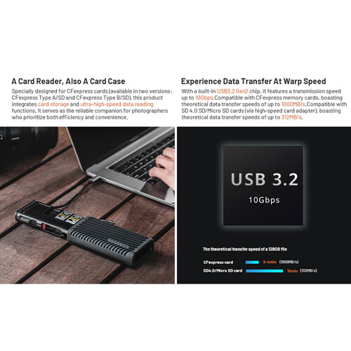 PGYTECH CreateMate Estuche y Lector de Tarjetas de Memorias CFexpress Tipo A / SD / P-GM-164 - Imagen 10