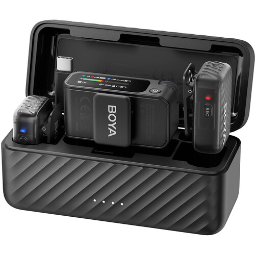 BOYA BOYAMIC 2 - Micrófono Lavalier Inalámbrico Doble con IA para Cámaras y Smartphones (2,4GHz)