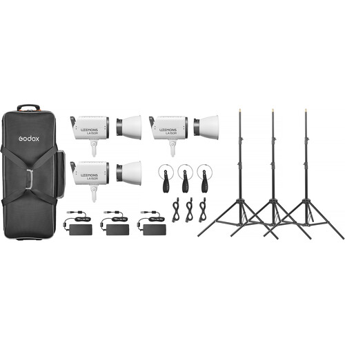 Godox Litemons LA150R RGB LED Monolight 165W Montura Bowens (3-Light Kit Travel, White)