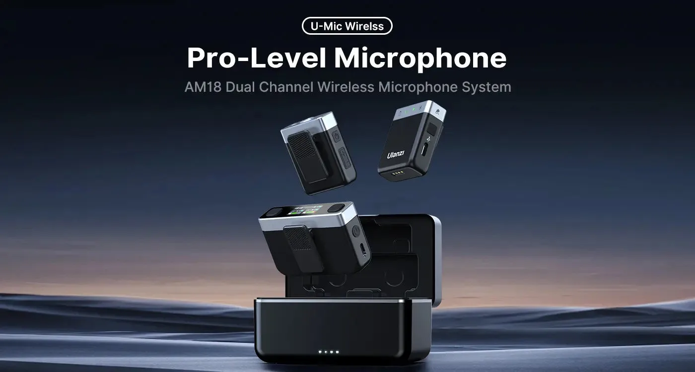 Ulanzi AM18 U-Mic Micrófono Lavalier Doble con Alcance de 100m. Grabación Interna de 8Gb (2,4GHz) - Imagen 6