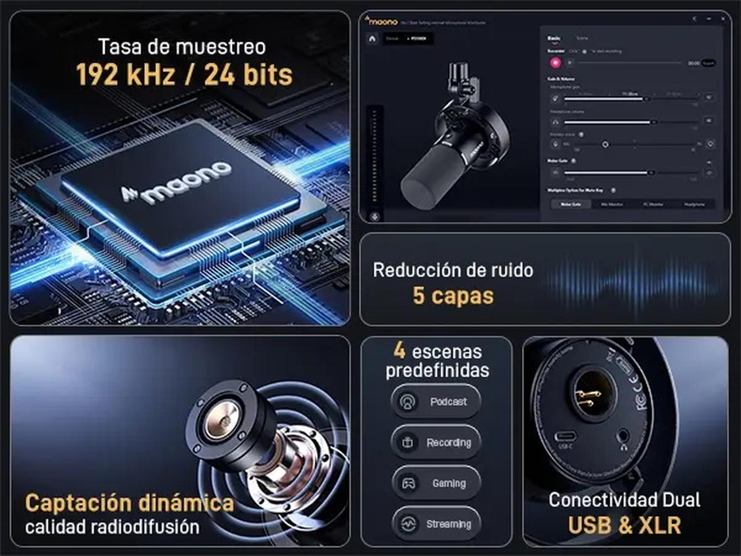 Maono PD300X XLR USB Microfono Dinámico para Grabación y Podcast - Imagen 6