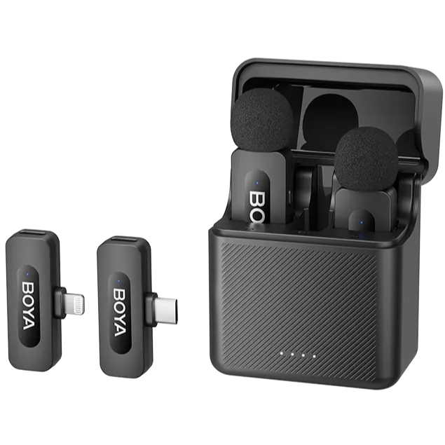 Boya BY-V3 COMBO Micrófono Dóble con Conector Usb-C y Lightning (2,4GHz)