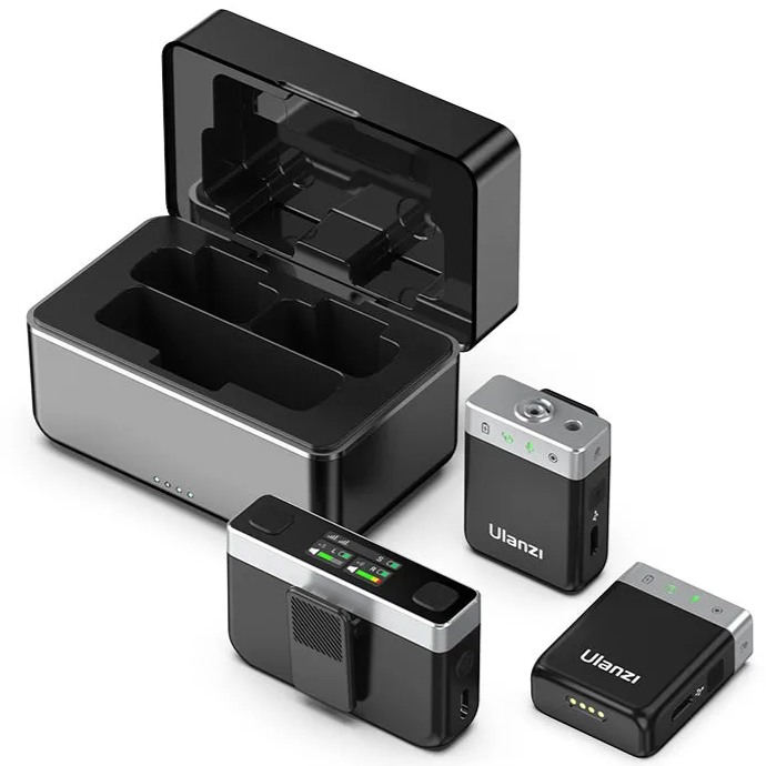 Ulanzi AM18 U-Mic Micrófono Lavalier Doble con Alcance de 100m. Grabación Interna de 8Gb (2,4GHz)