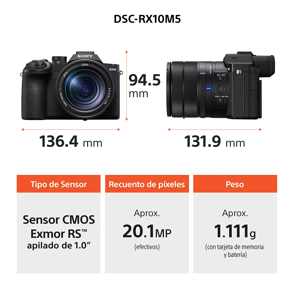 Sony RX10 V Cámara Digital con Zoom de 24-600mm (RESERVA LA TUYA / ENTREGAS A PARTIR DEL 27/07/2026) - Imagen 8