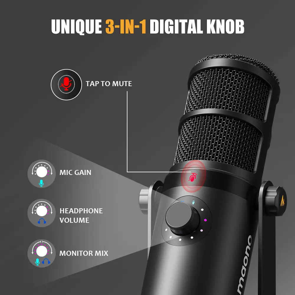 Maono PD400X Microfono Dinamico XLR USB para Grabación y Podcast - Imagen 4