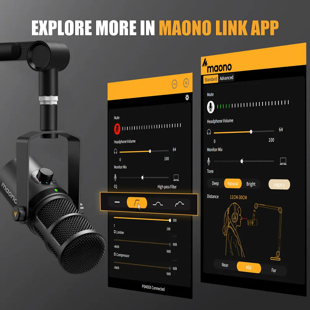 Maono PD400X Microfono Dinamico XLR USB para Grabación y Podcast - Imagen 9