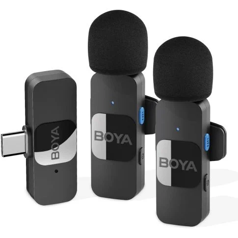 Boya BY-V20 Micrófono Inalámbrico Doble Compacto 2.4GHz con Conector USB-C