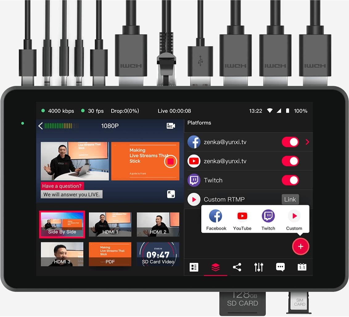 YOLOLIV YOLOBOX PRO Monitor táctil 8" para streaming.
