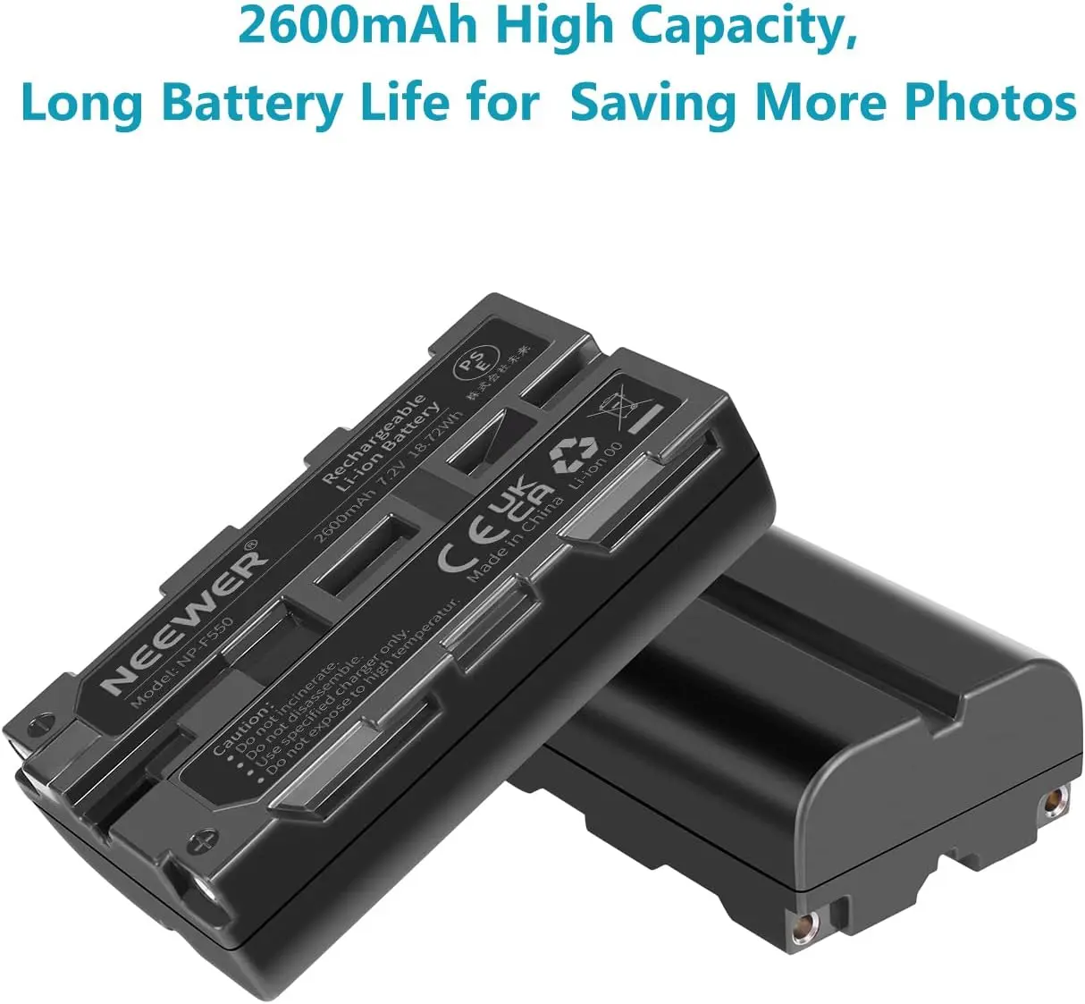 Neewer NP-F550 Kit de 2 Baterías de 2600mAh con Cargador USB Dual - Imagen 2