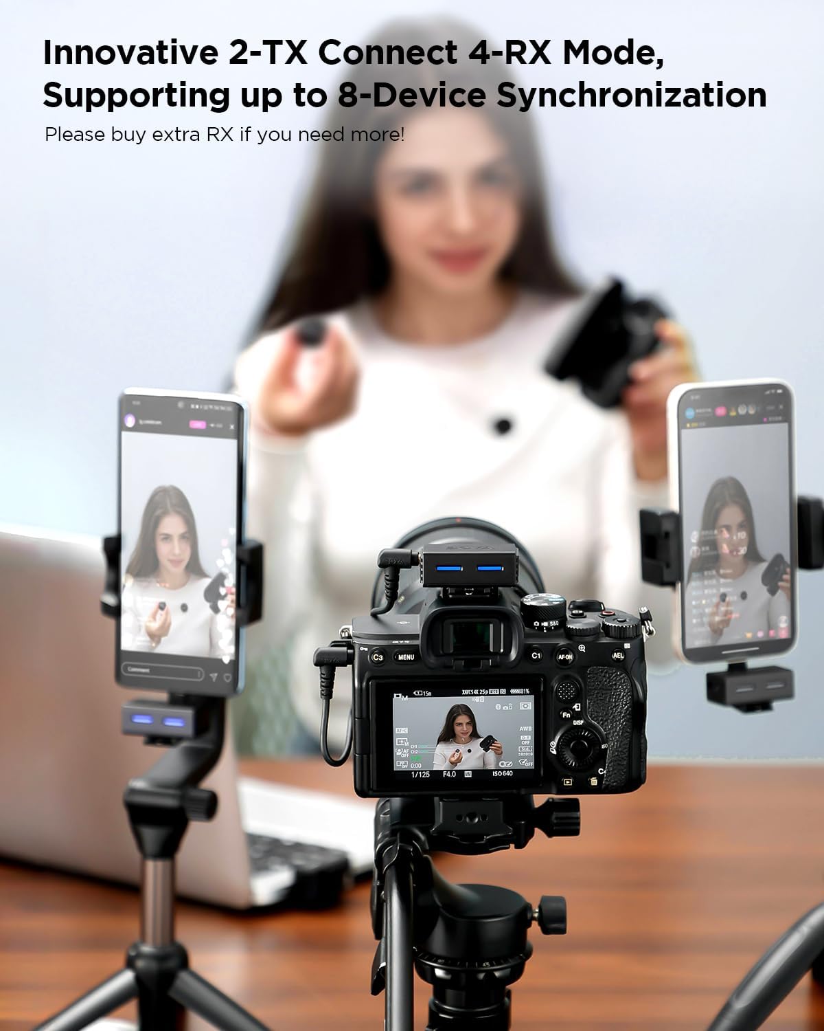 BOYA BOYALINK 3 Kit Lavalier Inalámbrico 3 en 1 con IA - Conectores USB-C, Lightning y 3.5mm (2,4GHz) - Imagen 6