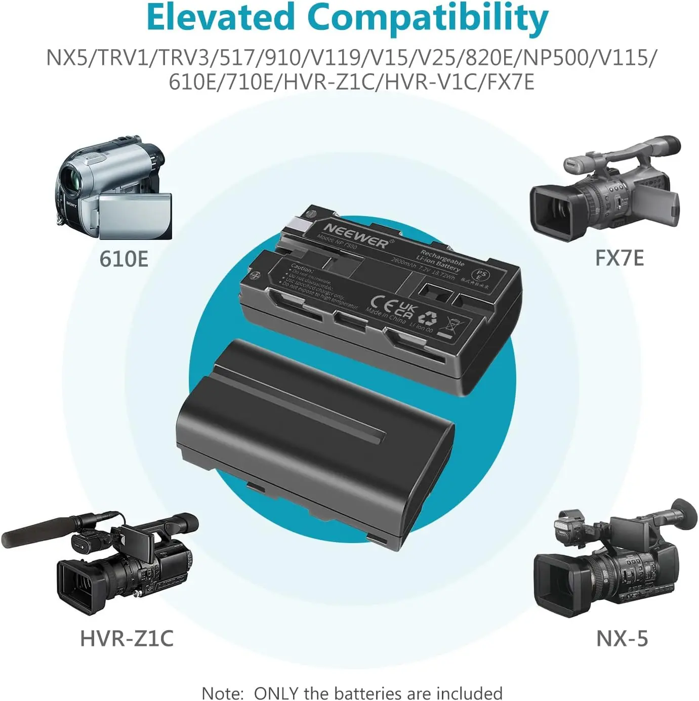 Neewer NP-F550 Kit de 2 Baterías de 2600mAh con Cargador USB Dual - Imagen 7