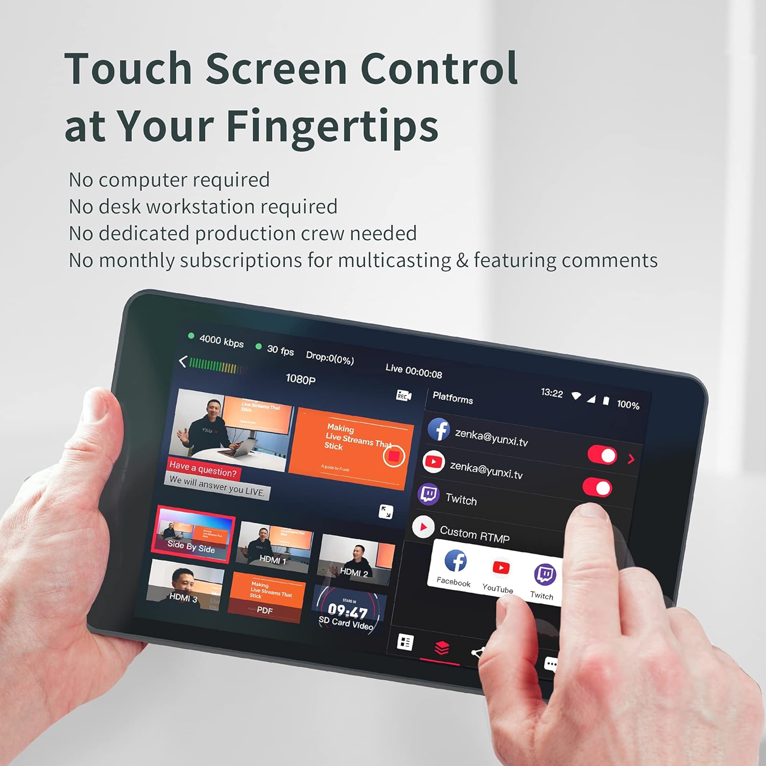 YOLOLIV YOLOBOX PRO Monitor táctil 8" para streaming. - Imagen 3
