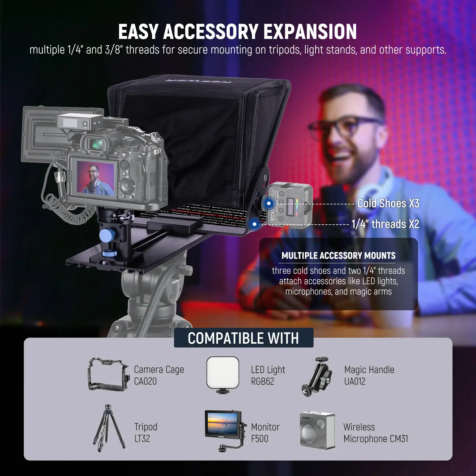 Neewer X12 II Teleprompter para Cámara y Tableta - Imagen 7
