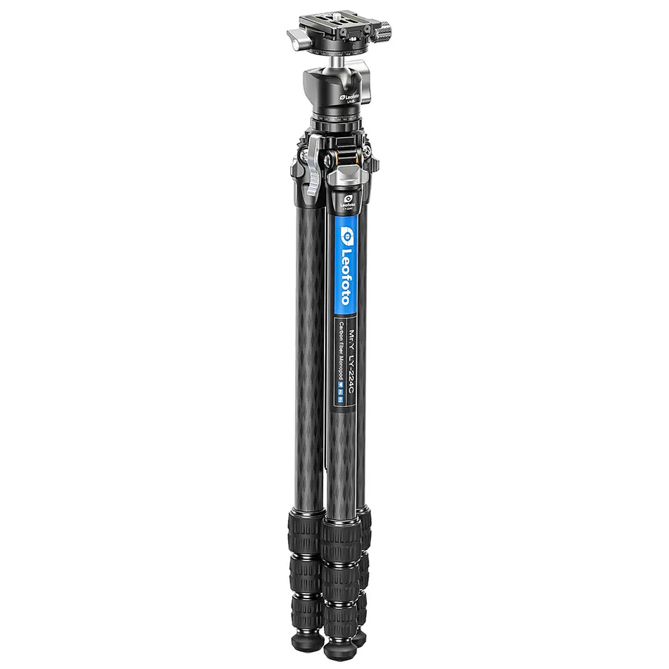 LEOFOTO LY-224C+LH25 Kit Trípode Carbono Ranger de 4 Secciones con Cabezal de Rotula (Sop. Hasta 6kg) - Imagen 2