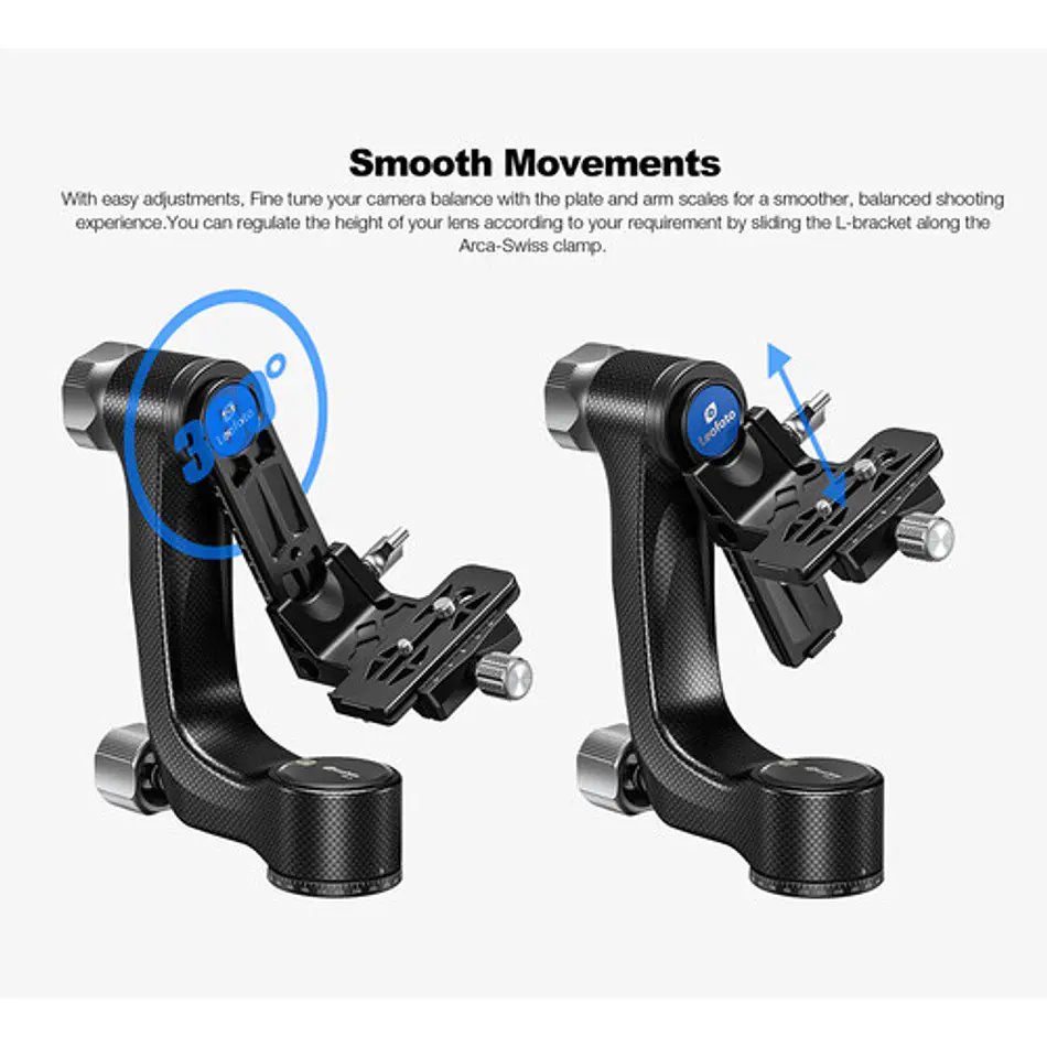 Leofoto PG-3 Cabezal Gimbal de Fibra de Carbono con Capacidad hasta 25Kg - Imagen 6