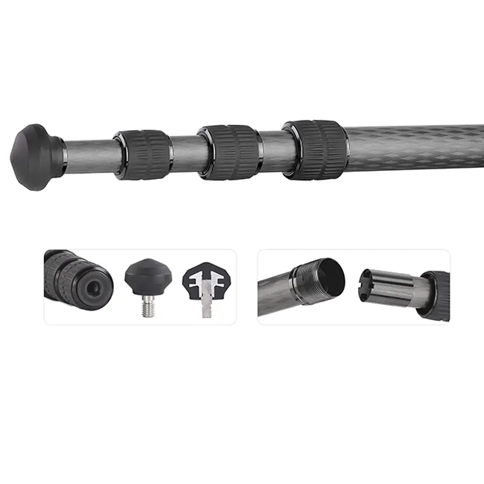 LEOFOTO LY-224C+LH25 Kit Trípode Carbono Ranger de 4 Secciones con Cabezal de Rotula (Sop. Hasta 6kg) - Imagen 7