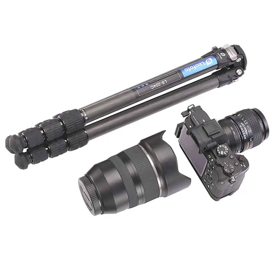 LEOFOTO LS-224C+LH25 Kit Trípode Carbono Ranger de 4 Secciones con Cabezal de Rotula (Sop. Hasta 6kg) - Imagen 4