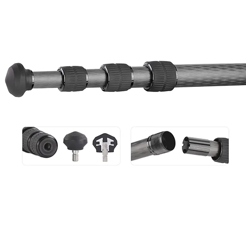 LEOFOTO LS-224C+LH25 Kit Trípode Carbono Ranger de 4 Secciones con Cabezal de Rotula (Sop. Hasta 6kg) - Imagen 6