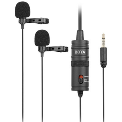 Boya BY-M1DM Micrófono Lavalier Doble para Cámaras y Smartphones