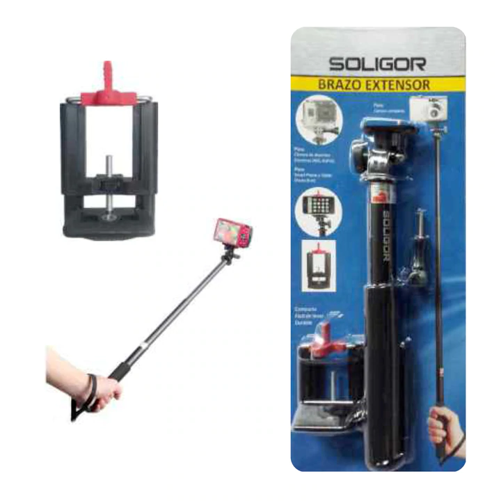 SOLIGOR BRAZO EXTENSOR SELFIE CON SOPORTE TELEFONO Y DISPARADOR - Imagen 5