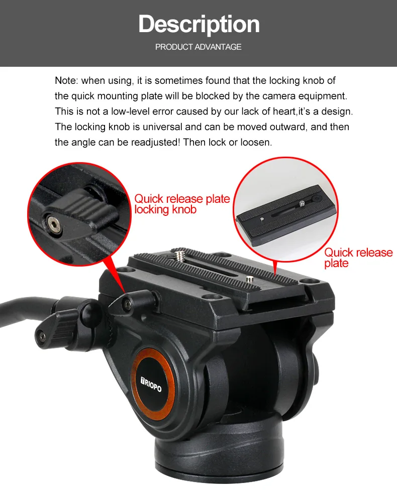 Triopo DV965S+HY-550 Trípode Para Video Fibra de Carbono (Soporta 10kg) - Imagen 6