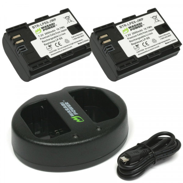 Wasabi Power LP-E6 Kit de Baterías y Cargador para Canon / KIT-BB-LPE6